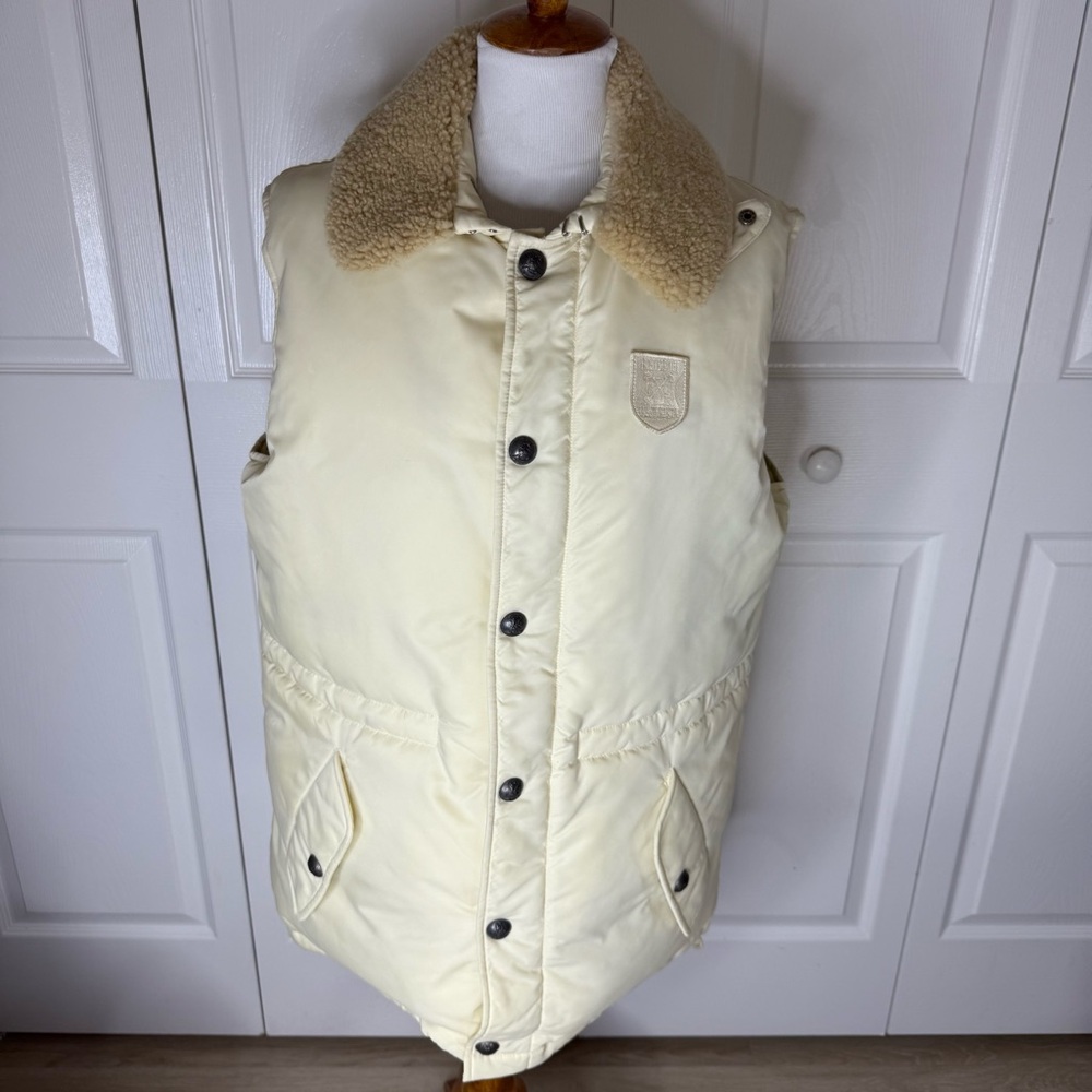Ralph Lauren Women’s Ivory Goose Down Puffer Vest Large Vintage‎ 90s